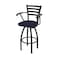 Holland Bar Stool Co Jackie with Arms 36 in. Swivel Bar Stool with Black Wrinkle Finish and Canter Twilight Seat 415 - alternate 1